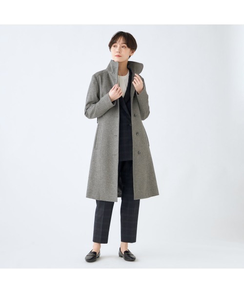 希少色✨美品 セオリー ベルテッドコート カシミヤ100 女優襟 グレージュ S 最高級カシミヤ素材の＜カシミヤベルテッドショールカラーロングコート