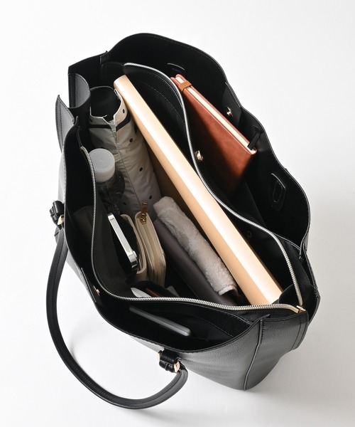 Honeys(ハニーズ)の「軽量A4トートバッグ(トートバッグ・レディース・ピンク/アイボリー/ブラック/ライトベージュ/グレー/ブルーグレー/モカ/レッド・FREE)」の19枚目の写真