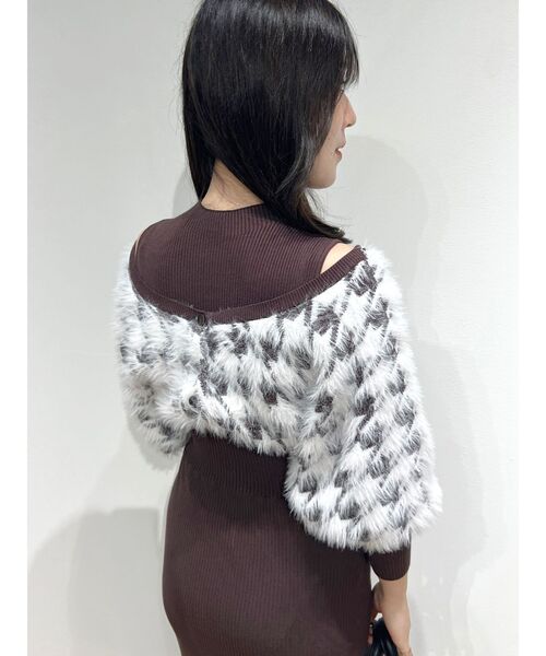 MERCURYDUO（マーキュリーデュオ）の「2WAYジャガードカーデドッキングニットワンピース（ワンピース・レディース・ブラック/ベージュ・SMALL/MEDIUM）」の9枚目の写真