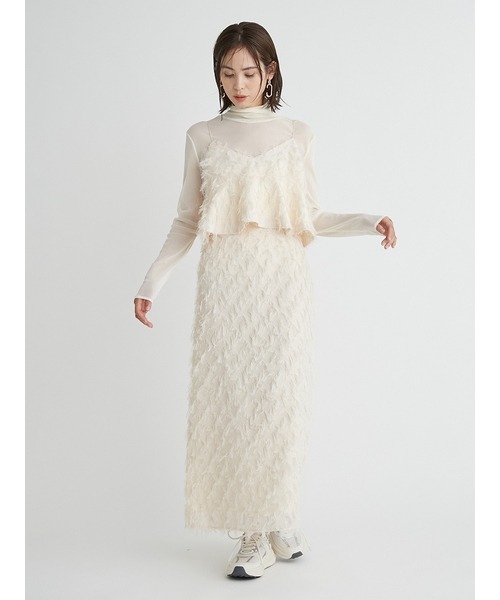 emmi（エミ）の「【emmi atelier】チュールハイネックインナートップス（Tシャツ/カットソー・レディース・グレー/オフホワイト/ブラック/ブルー・FREE）」の15枚目の写真