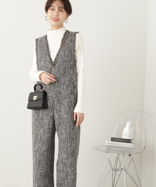 N.(N. Natural Beauty Basic)(エヌエヌナチュラルビューティーベーシック)の「◆フリンジツイードサロペット(サロペット/オーバーオール・レディース・グレー系その他/ブラック・MEDIUM)」の12枚目の写真