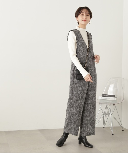 N.(N. Natural Beauty Basic)(エヌエヌナチュラルビューティーベーシック)の「◆フリンジツイードサロペット(サロペット/オーバーオール・レディース・グレー系その他/ブラック・MEDIUM)」の15枚目の写真