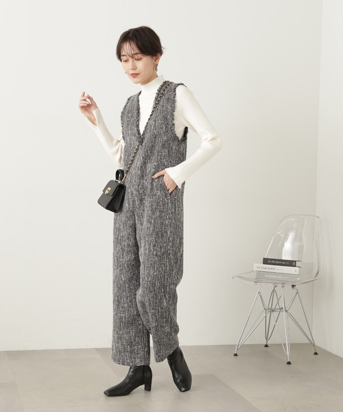 N.(N. Natural Beauty Basic)(エヌエヌナチュラルビューティーベーシック)の「◆フリンジツイードサロペット(サロペット/オーバーオール・レディース・グレー系その他/ブラック・MEDIUM)」の16枚目の写真