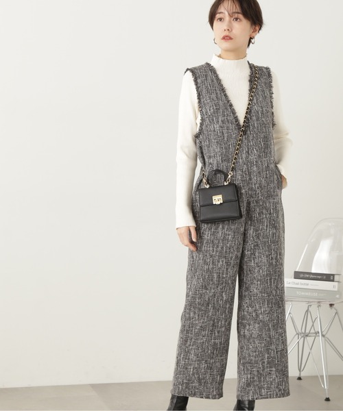 N.(N. Natural Beauty Basic)(エヌエヌナチュラルビューティーベーシック)の「◆フリンジツイードサロペット(サロペット/オーバーオール・レディース・グレー系その他/ブラック・MEDIUM)」の17枚目の写真