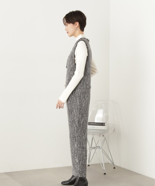 N.(N. Natural Beauty Basic)(エヌエヌナチュラルビューティーベーシック)の「◆フリンジツイードサロペット(サロペット/オーバーオール・レディース・グレー系その他/ブラック・MEDIUM)」の19枚目の写真