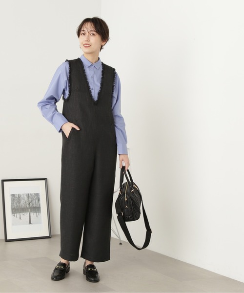 N.(N. Natural Beauty Basic)(エヌエヌナチュラルビューティーベーシック)の「◆フリンジツイードサロペット(サロペット/オーバーオール・レディース・グレー系その他/ブラック・MEDIUM)」の5枚目の写真