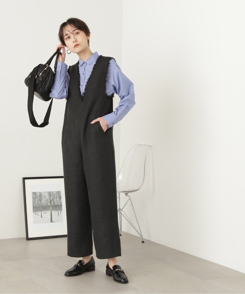 N.(N. Natural Beauty Basic)(エヌエヌナチュラルビューティーベーシック)の「◆フリンジツイードサロペット(サロペット/オーバーオール・レディース・グレー系その他/ブラック・MEDIUM)」の7枚目の写真