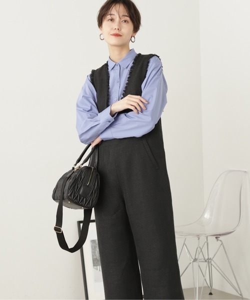 N.(N. Natural Beauty Basic)(エヌエヌナチュラルビューティーベーシック)の「◆フリンジツイードサロペット(サロペット/オーバーオール・レディース・グレー系その他/ブラック・MEDIUM)」の3枚目の写真