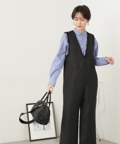 N.(N. Natural Beauty Basic)(エヌエヌナチュラルビューティーベーシック)の「◆フリンジツイードサロペット(サロペット/オーバーオール・レディース・グレー系その他/ブラック・MEDIUM)」の9枚目の写真