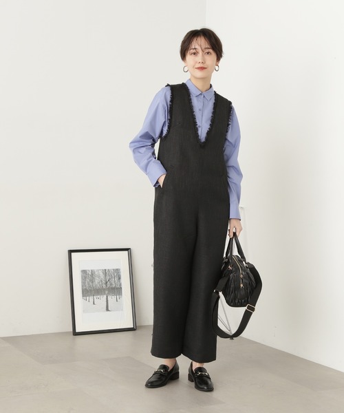 N.(N. Natural Beauty Basic)(エヌエヌナチュラルビューティーベーシック)の「◆フリンジツイードサロペット(サロペット/オーバーオール・レディース・グレー系その他/ブラック・MEDIUM)」の10枚目の写真