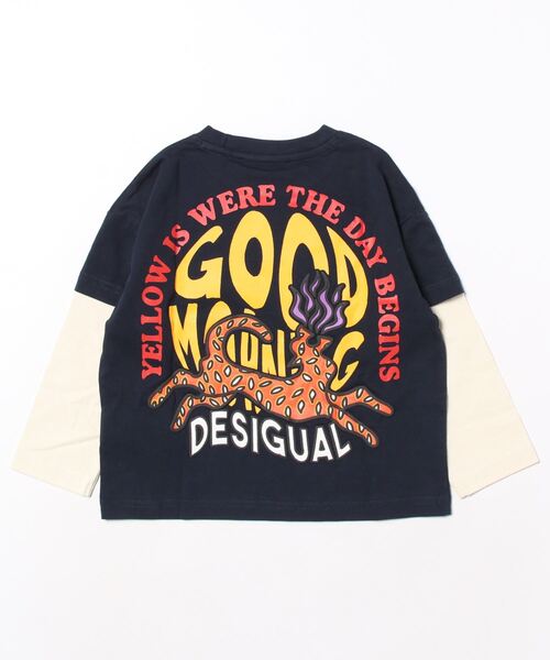 Desigual（デシグアル）の「ネコ科モチーフ ダブルスリーブ Tシャツ（Tシャツ/カットソー・キッズ・ブルー・M/L/XL/S/XXL/XS）」の2枚目の写真