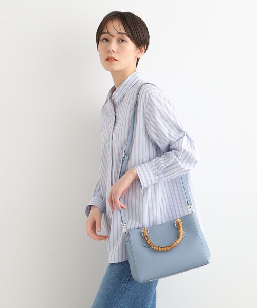 INDIVI(インディヴィ)の「◆【合皮/トレンド/ショルダー付】バンブーハンドバッグ(ハンドバッグ・レディース・ベージュ/ブルー/ブラック・00)」の9枚目の写真