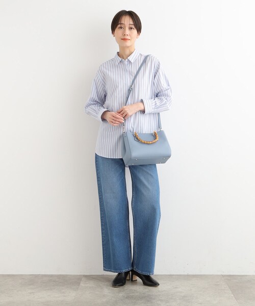 INDIVI(インディヴィ)の「◆【合皮/トレンド/ショルダー付】バンブーハンドバッグ(ハンドバッグ・レディース・ベージュ/ブルー/ブラック・00)」の4枚目の写真