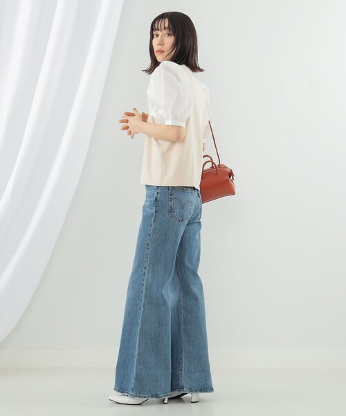 Ray BEAMS（レイビームス）の「Ray BEMAS / ギャザー パフスリーブ キリカエ プルオーバー（その他トップス・レディース・ホワイト系その他6/ブラック・ONE SIZE）」の5枚目の写真