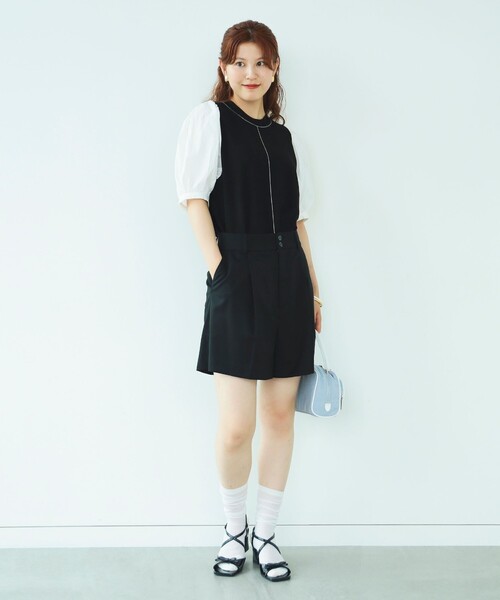 Ray BEAMS（レイビームス）の「Ray BEMAS / ギャザー パフスリーブ キリカエ プルオーバー（その他トップス・レディース・ホワイト系その他6/ブラック・ONE SIZE）」の9枚目の写真