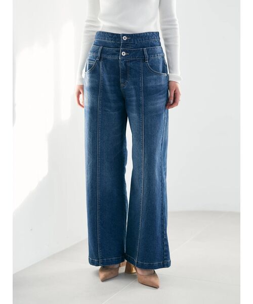 Editt by YECCA VECCA（エディットバイイェッカヴェッカ）の「ORGABITS　Wウエストデニム（デニムパンツ・レディース・インディゴブルー/ライトインディゴブルー・S/M）」の17枚目の写真