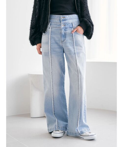 Editt by YECCA VECCA（エディットバイイェッカヴェッカ）の「ORGABITS　Wウエストデニム（デニムパンツ・レディース・インディゴブルー/ライトインディゴブルー・S/M）」の18枚目の写真