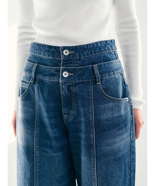 Editt by YECCA VECCA（エディットバイイェッカヴェッカ）の「ORGABITS　Wウエストデニム（デニムパンツ・レディース・インディゴブルー/ライトインディゴブルー・S/M）」の22枚目の写真