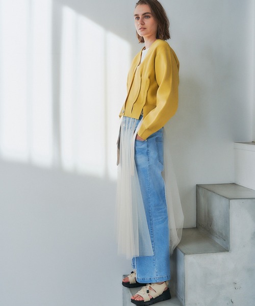 Editt by YECCA VECCA（エディットバイイェッカヴェッカ）の「ORGABITS　Wウエストデニム（デニムパンツ・レディース・インディゴブルー/ライトインディゴブルー・S/M）」の13枚目の写真