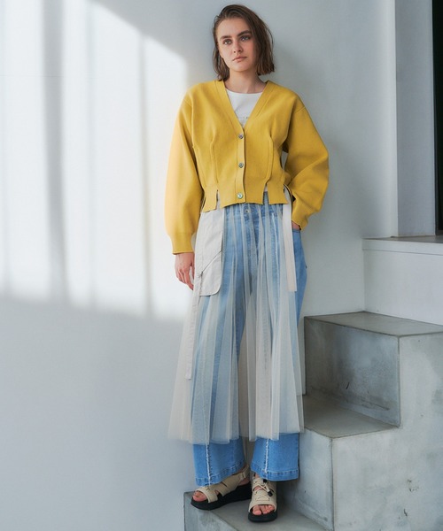 Editt by YECCA VECCA（エディットバイイェッカヴェッカ）の「ORGABITS　Wウエストデニム（デニムパンツ・レディース・インディゴブルー/ライトインディゴブルー・S/M）」の5枚目の写真