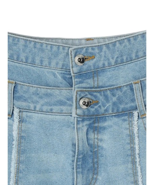 Editt by YECCA VECCA（エディットバイイェッカヴェッカ）の「ORGABITS　Wウエストデニム（デニムパンツ・レディース・インディゴブルー/ライトインディゴブルー・S/M）」の11枚目の写真