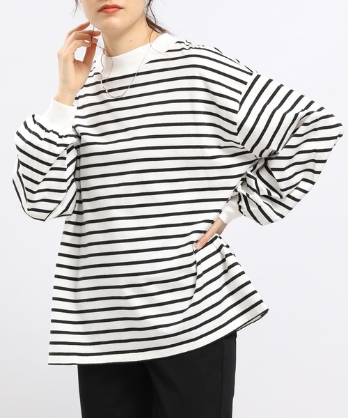 GLOBAL WORK Smile Seed Store（グローバルワーク スマイルシードストア）の「コットン袖ボリュームTシャツ長袖/984084（Tシャツ/カットソー・レディース・オフホワイト/グレー系その他/ブラック/ピンク・SMALL/LARGE/MEDIUM/X-LARGE）」の3枚目の写真