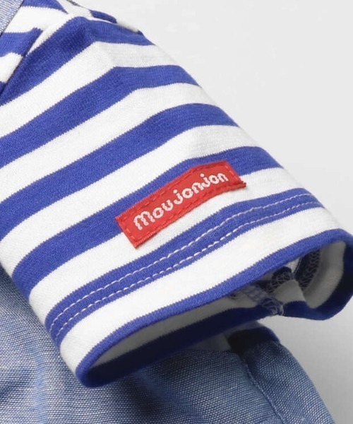 Moujonjon（ムージョンジョン）の「ボーダーTシャツレイヤード風ワンピース（ワンピース・キッズ・レッド/ブルー・90/100/110/120/80/130/140）」の6枚目の写真