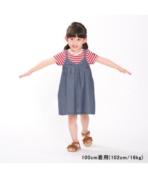 Moujonjon（ムージョンジョン）の「ボーダーTシャツレイヤード風ワンピース（ワンピース・キッズ・レッド/ブルー・90/100/110/120/80/130/140）」の12枚目の写真
