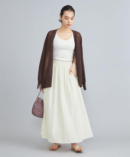 coen（コーエン）の「キリュウゾメギャザースカート（スカート・レディース・ブラック/オフホワイト/ベージュ・M/L）」の9枚目の写真