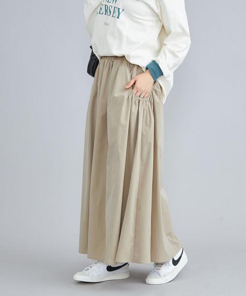 coen（コーエン）の「キリュウゾメギャザースカート（スカート・レディース・ブラック/オフホワイト/ベージュ・M/L）」の6枚目の写真