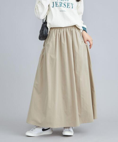 coen（コーエン）の「キリュウゾメギャザースカート（スカート・レディース・ブラック/オフホワイト/ベージュ・M/L）」の5枚目の写真