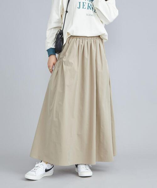 coen（コーエン）の「キリュウゾメギャザースカート（スカート・レディース・ブラック/オフホワイト/ベージュ・M/L）」の4枚目の写真