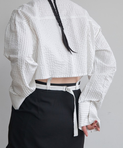 VACANCY（ヴァカンシー）の「ハーネスショートシャツ（シャツ/ブラウス・レディース・ホワイト/チャコールグレー・FREE）」の9枚目の写真