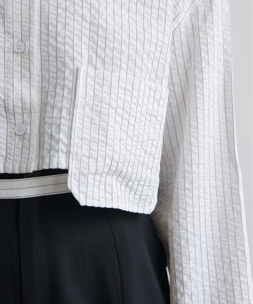 VACANCY（ヴァカンシー）の「ハーネスショートシャツ（シャツ/ブラウス・レディース・ホワイト/チャコールグレー・FREE）」の11枚目の写真