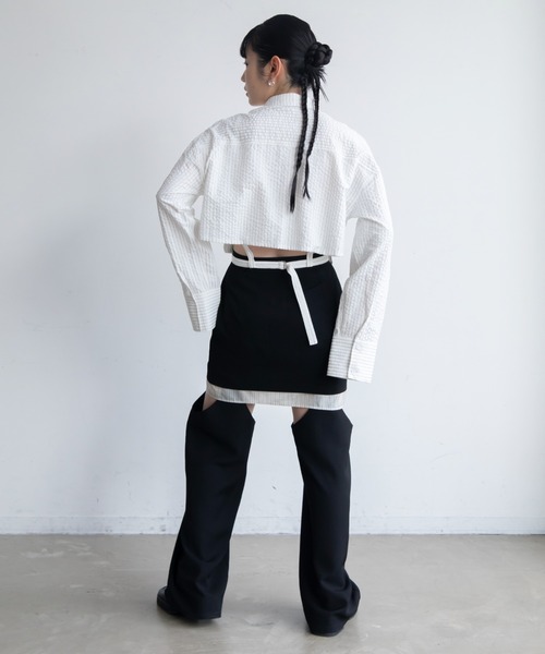 VACANCY（ヴァカンシー）の「ハーネスショートシャツ（シャツ/ブラウス・レディース・ホワイト/チャコールグレー・FREE）」の18枚目の写真