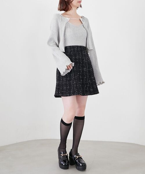 MAJESTIC LEGON（マジェスティックレゴン）の「キャミセットパールリボンカーデ（アンサンブル・レディース・ブラック/グレー/ブルー/ピンク/アイボリー・MEDIUM）」の3枚目の写真