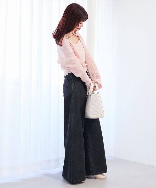 MAJESTIC LEGON（マジェスティックレゴン）の「キャミセットパールリボンカーデ（アンサンブル・レディース・ブラック/グレー/ブルー/ピンク/アイボリー・MEDIUM）」の8枚目の写真