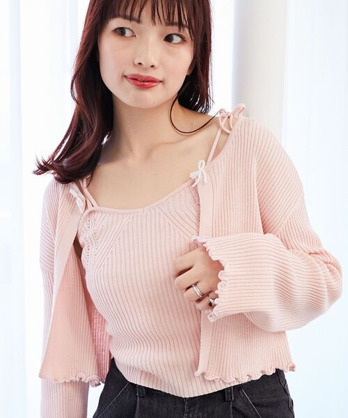 MAJESTIC LEGON（マジェスティックレゴン）の「キャミセットパールリボンカーデ（アンサンブル・レディース・ブラック/グレー/ブルー/ピンク/アイボリー・MEDIUM）」の11枚目の写真