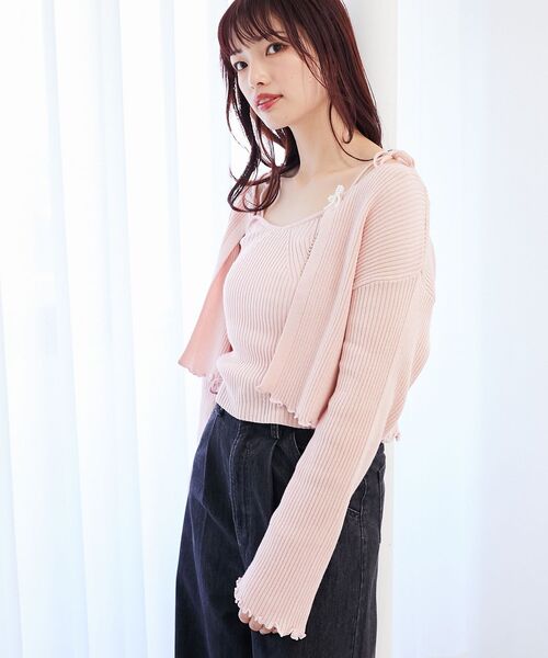 MAJESTIC LEGON（マジェスティックレゴン）の「キャミセットパールリボンカーデ（アンサンブル・レディース・ブラック/グレー/ブルー/ピンク/アイボリー・MEDIUM）」の12枚目の写真