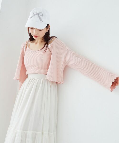 MAJESTIC LEGON（マジェスティックレゴン）の「キャミセットパールリボンカーデ（アンサンブル・レディース・ブラック/グレー/ブルー/ピンク/アイボリー・MEDIUM）」の14枚目の写真