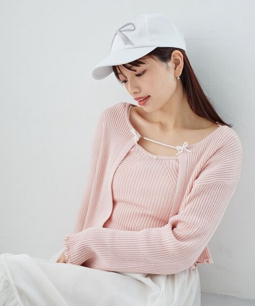 MAJESTIC LEGON（マジェスティックレゴン）の「キャミセットパールリボンカーデ（アンサンブル・レディース・ブラック/グレー/ブルー/ピンク/アイボリー・MEDIUM）」の15枚目の写真