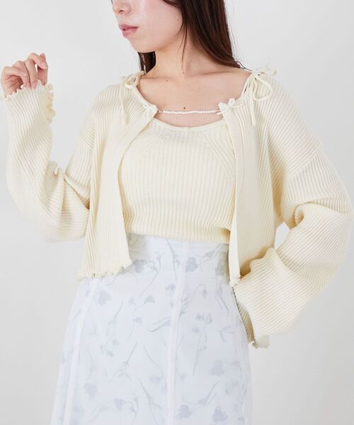 MAJESTIC LEGON（マジェスティックレゴン）の「キャミセットパールリボンカーデ（アンサンブル・レディース・ブラック/グレー/ブルー/ピンク/アイボリー・MEDIUM）」の20枚目の写真