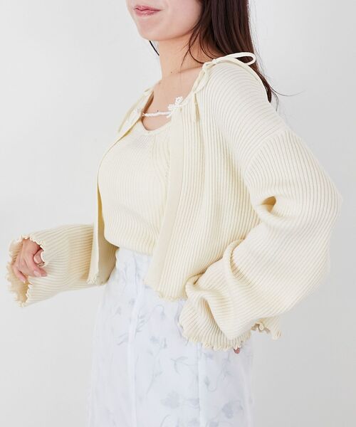 MAJESTIC LEGON（マジェスティックレゴン）の「キャミセットパールリボンカーデ（アンサンブル・レディース・ブラック/グレー/ブルー/ピンク/アイボリー・MEDIUM）」の22枚目の写真