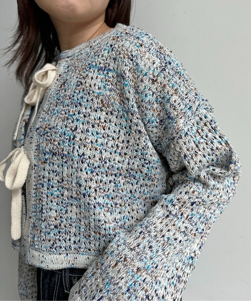 CPCM（シーピーシーエム）の「メランジリボンメッシュカーディガン（カーディガン/ボレロ・レディース・オレンジ/サックスブルー/ブルー/オフホワイト・FREE）」の19枚目の写真