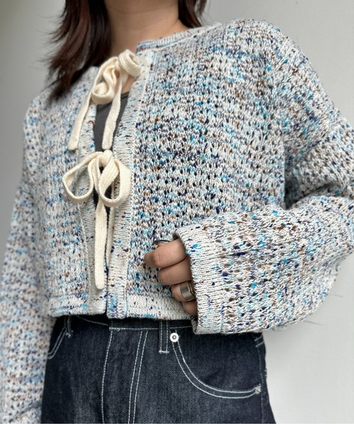 CPCM（シーピーシーエム）の「メランジリボンメッシュカーディガン（カーディガン/ボレロ・レディース・オレンジ/サックスブルー/ブルー/オフホワイト・FREE）」の20枚目の写真