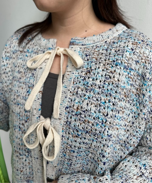 CPCM（シーピーシーエム）の「メランジリボンメッシュカーディガン（カーディガン/ボレロ・レディース・オレンジ/サックスブルー/ブルー/オフホワイト・FREE）」の21枚目の写真