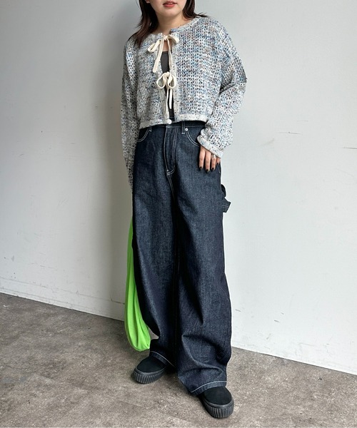 CPCM（シーピーシーエム）の「メランジリボンメッシュカーディガン（カーディガン/ボレロ・レディース・オレンジ/サックスブルー/ブルー/オフホワイト・FREE）」の22枚目の写真