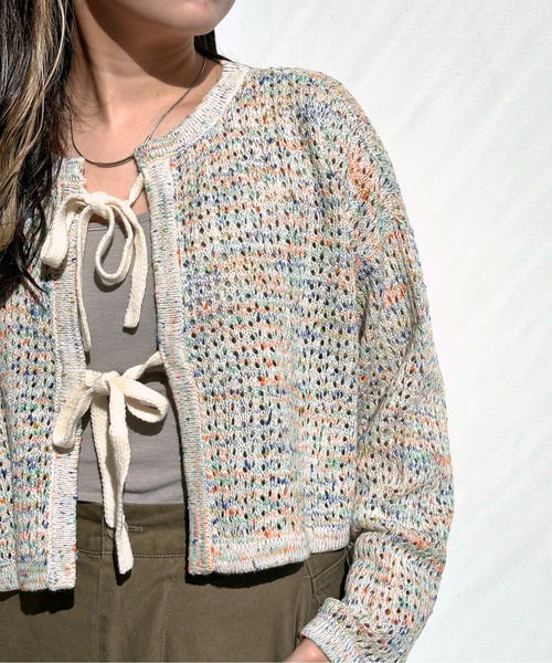 CPCM（シーピーシーエム）の「メランジリボンメッシュカーディガン（カーディガン/ボレロ・レディース・オレンジ/サックスブルー/ブルー/オフホワイト・FREE）」の15枚目の写真