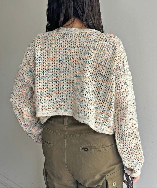 CPCM（シーピーシーエム）の「メランジリボンメッシュカーディガン（カーディガン/ボレロ・レディース・オレンジ/サックスブルー/ブルー/オフホワイト・FREE）」の11枚目の写真