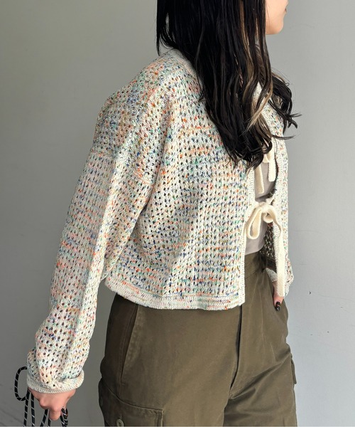 CPCM（シーピーシーエム）の「メランジリボンメッシュカーディガン（カーディガン/ボレロ・レディース・オレンジ/サックスブルー/ブルー/オフホワイト・FREE）」の12枚目の写真
